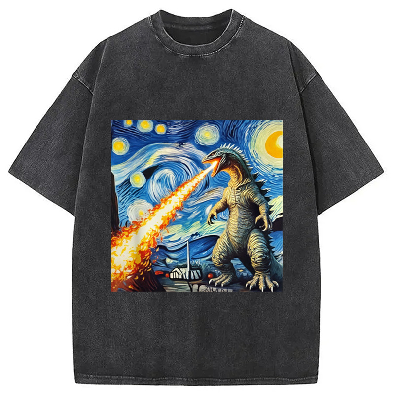 Japanese Monster Kaiju Washed T-Shirt Unisex Streetwear Graphic Style Gifts For BFF