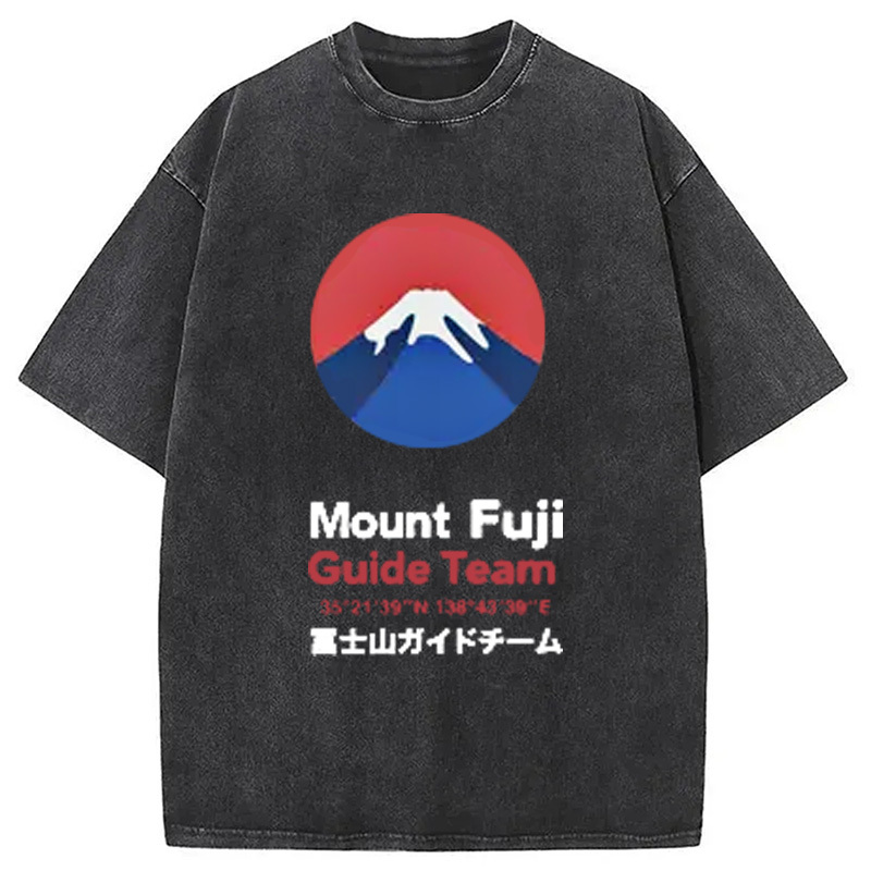 Japanese Mount Fuji Snow Washed T-Shirt Trendy Everyday Casual Outfit Gifts For Besties