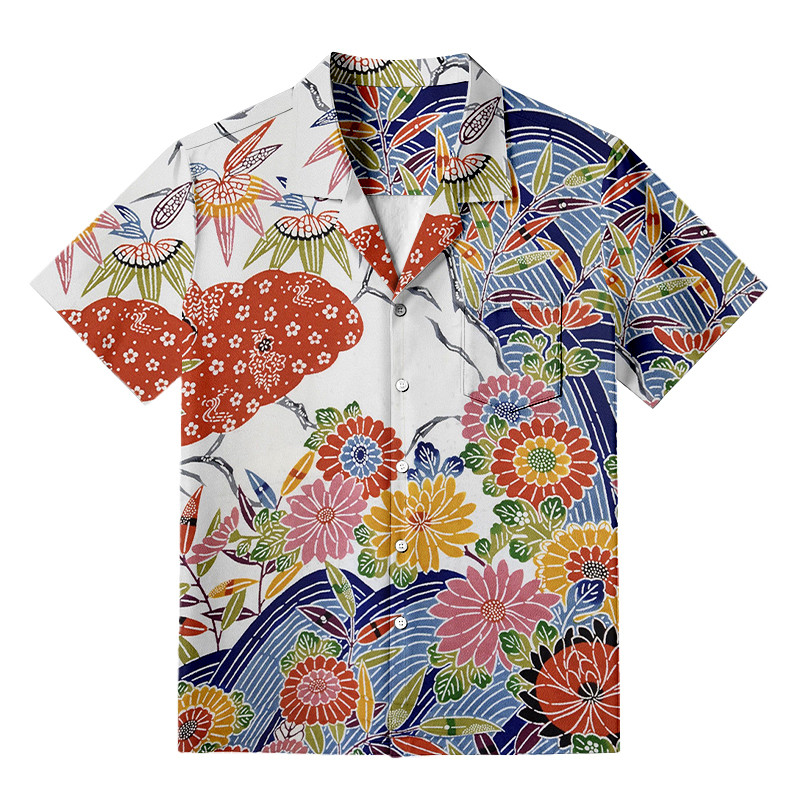 Japanese Okinawa Flowers Hawaiian Shirt Japanese Art Clothing Cool Gifts For Him