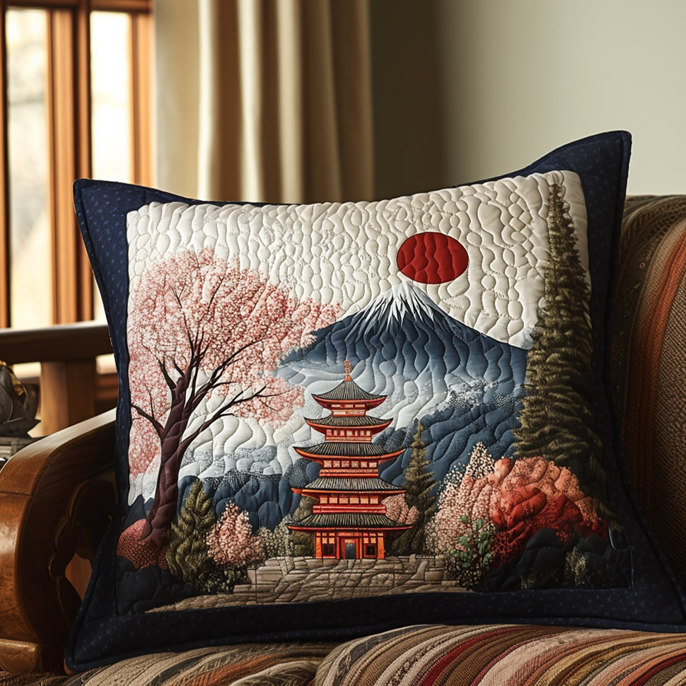 Japanese Pagoda Delight Quilted Pillow Case Decorative Throw Pillow Covers Gift Ideas For Mom