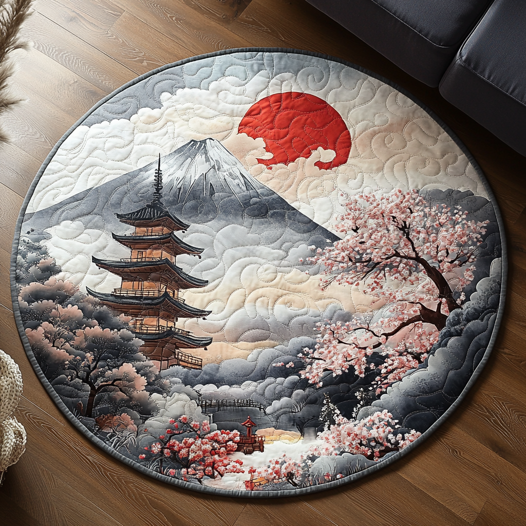 Japanese Pagoda Delight Quilted Round Mat Foyer Decor Ideas Sunflower Presents