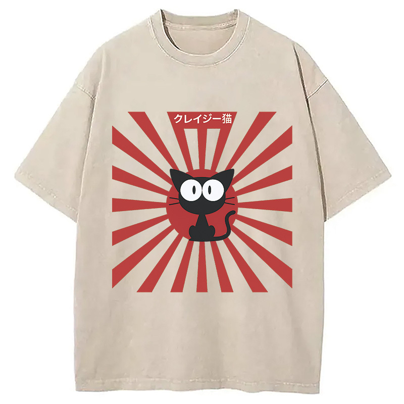 Japanese Rising Sun Cat Washed T-Shirt Funny Quote Unisex Shirt Gifts For Him Japanese Rising Sun Cat Washed T-Shirt Funny Quote Unisex Shirt Gifts For Him