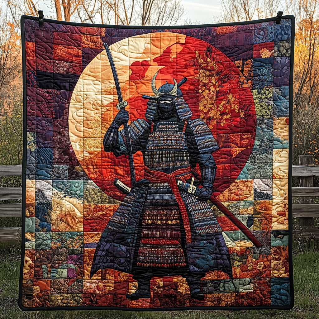 Japanese Samurai Charm Quilted Blanket Sofa Couch Throw Blanket Camping Gifts For Couples