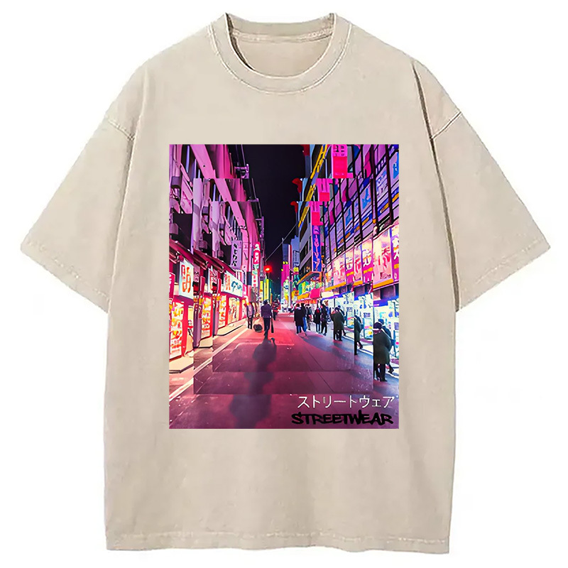 Japanese Street Fashion Aesthetic Anime Washed T-Shirt Retro Humor Outfit Idea Gifts For Besties