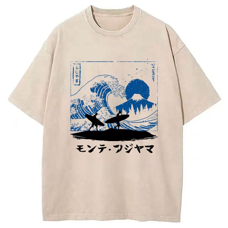 Japanese Surfing Washed T-Shirt Soft Comfortable Daily T Shirt Gifts For Sister