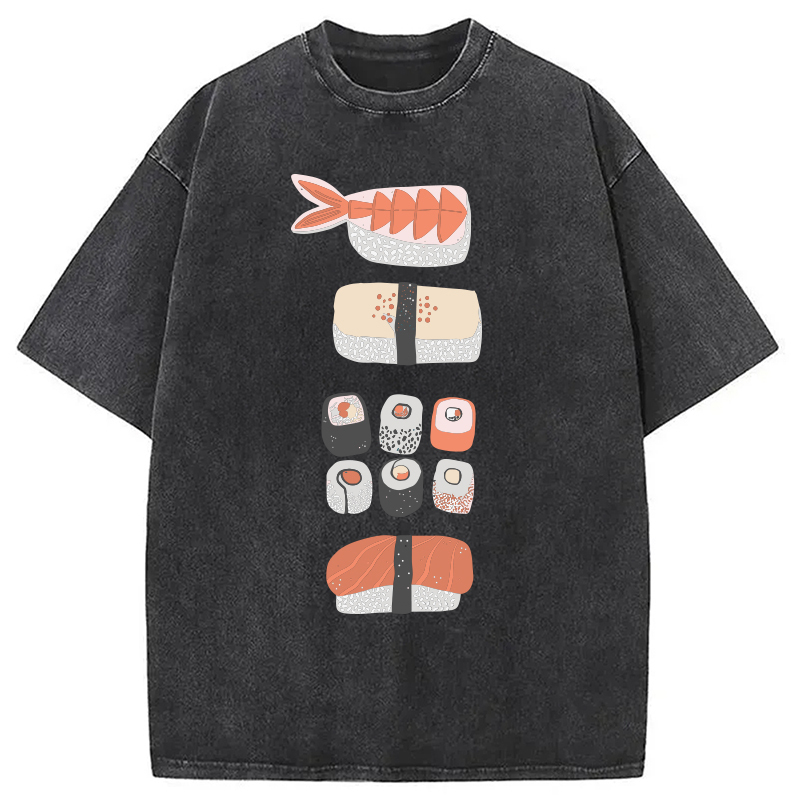 Japanese Sushi Nigiri Maki Roll Washed T-Shirt Trendy Aesthetic Graphic Apparel Gifts For Her