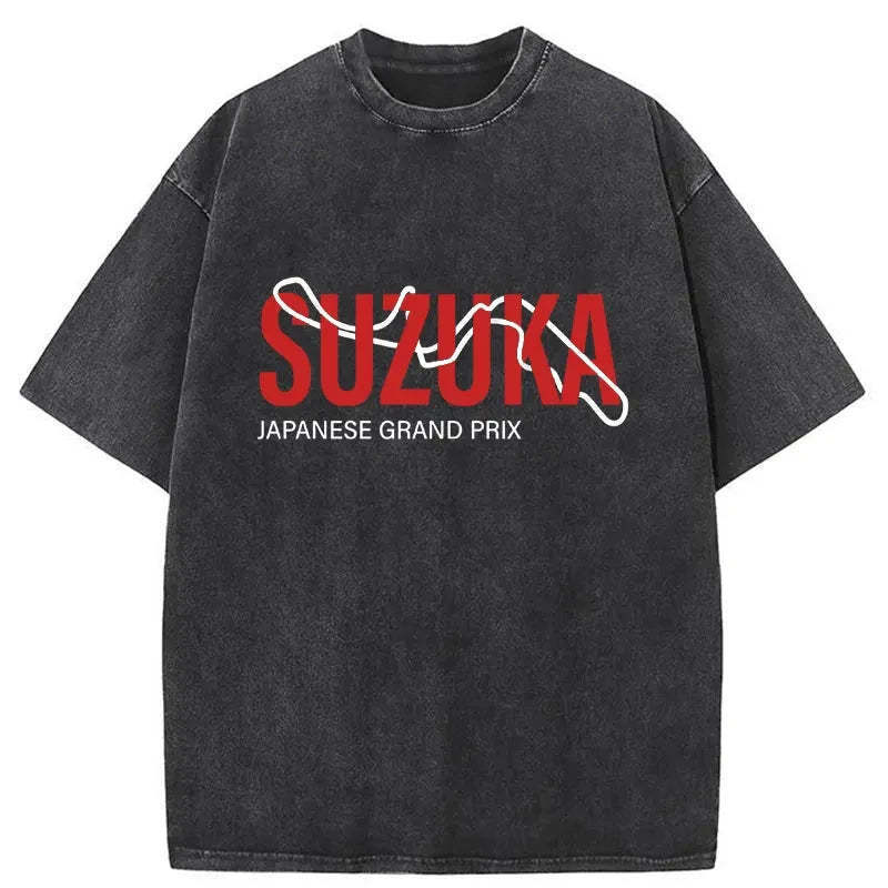 Japanese Suzuka Grand Prix Washed T-Shirt Cool Urban Street Style Shirt Gifts For Her Japanese Suzuka Grand Prix Washed T-Shirt Cool Urban Street Style Shirt Gifts For Her