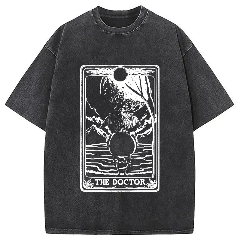 Japanese Tarot Card The Doctor Washed T-Shirt Funny Aesthetic Trendy Apparel Gifts For BFF
