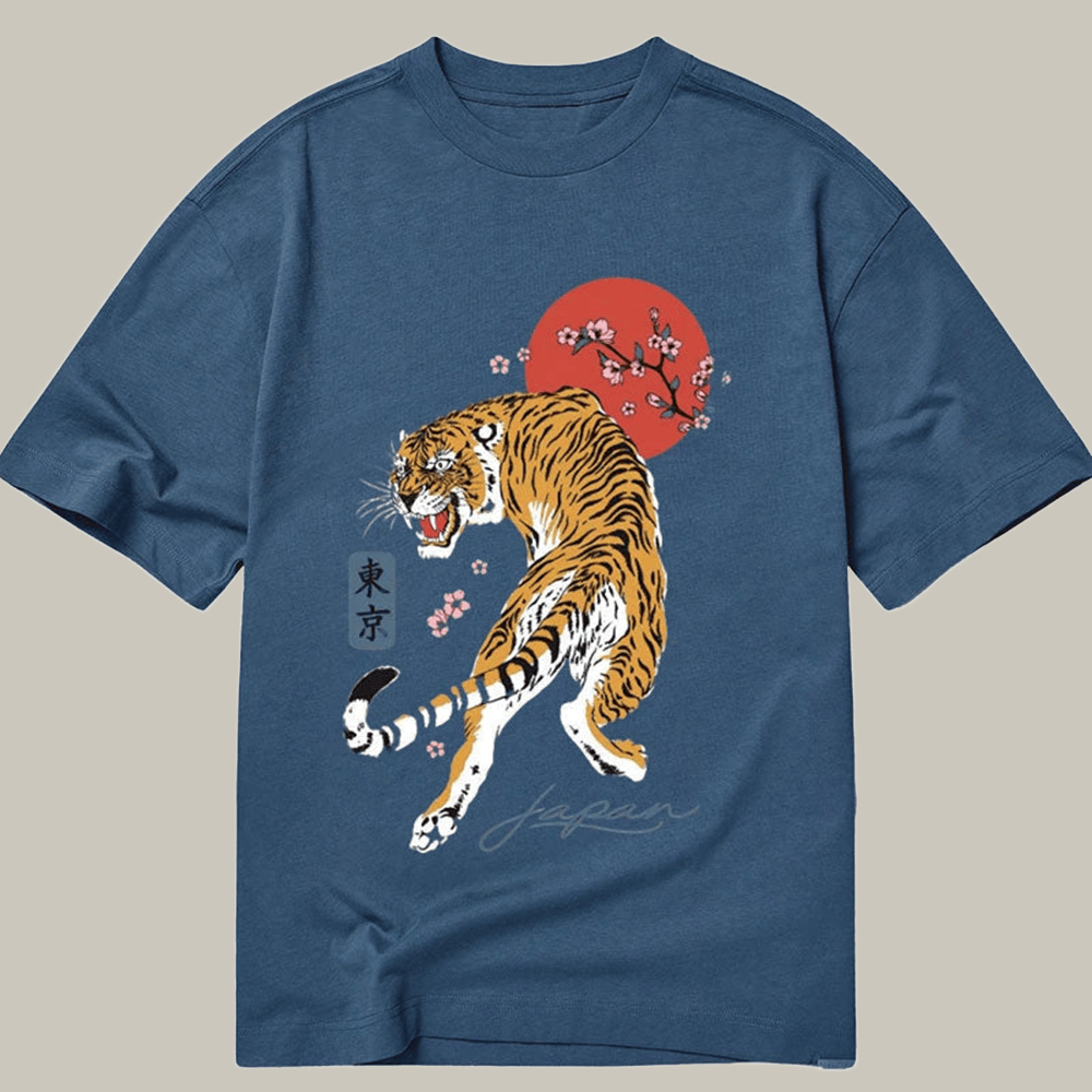 Japanese Tiger Blossom Classic T-Shirt Animal Themed Gifts For Tiger Lovers