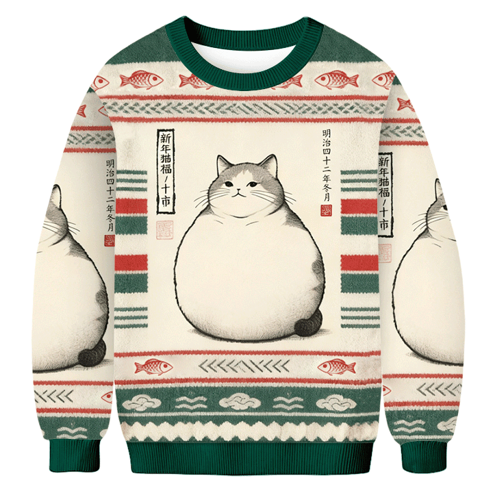 Japanese Tokyo Cat Ugly Sweater Holiday Apparel Christmas Gifts For Pet Owners