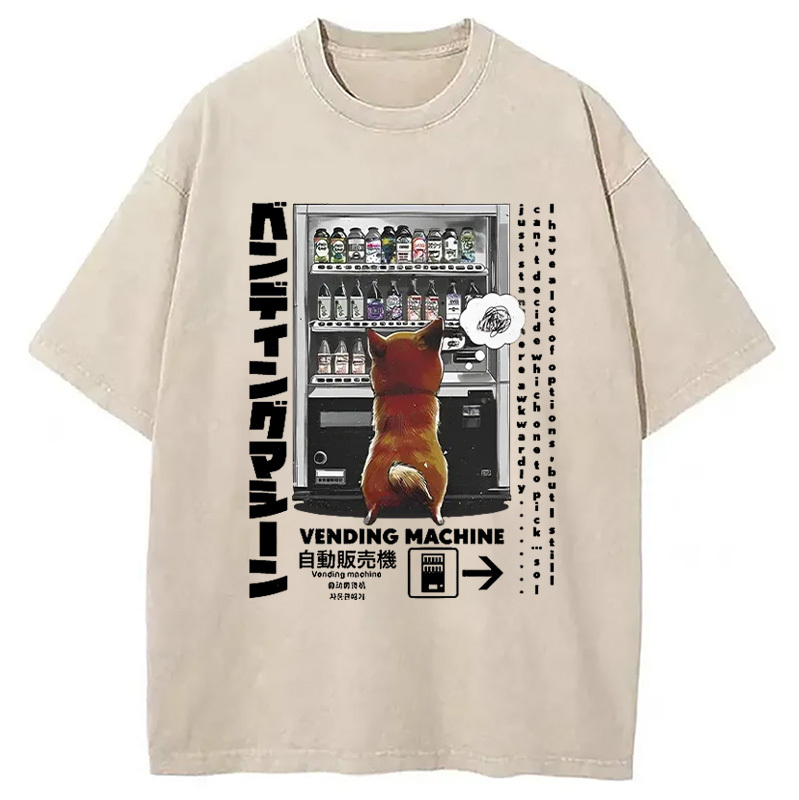 Japanese Vending Machine Washed T-Shirt Casual Vintage Everyday Look Gifts For Sister Japanese Vending Machine Washed T-Shirt Casual Vintage Everyday Look Gifts For Sister