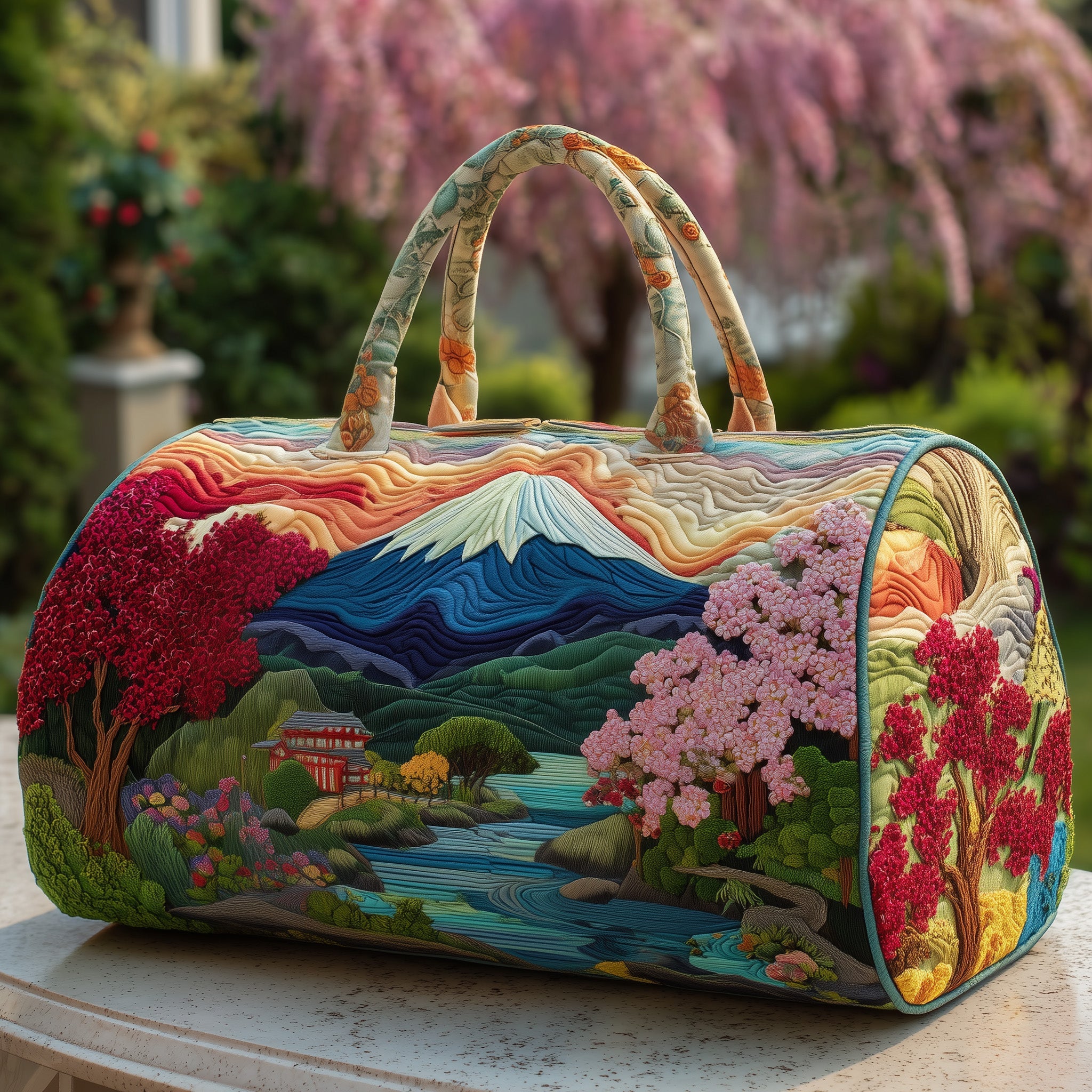 Japanese Vibe Quilted Duffle Bag Gift For Family