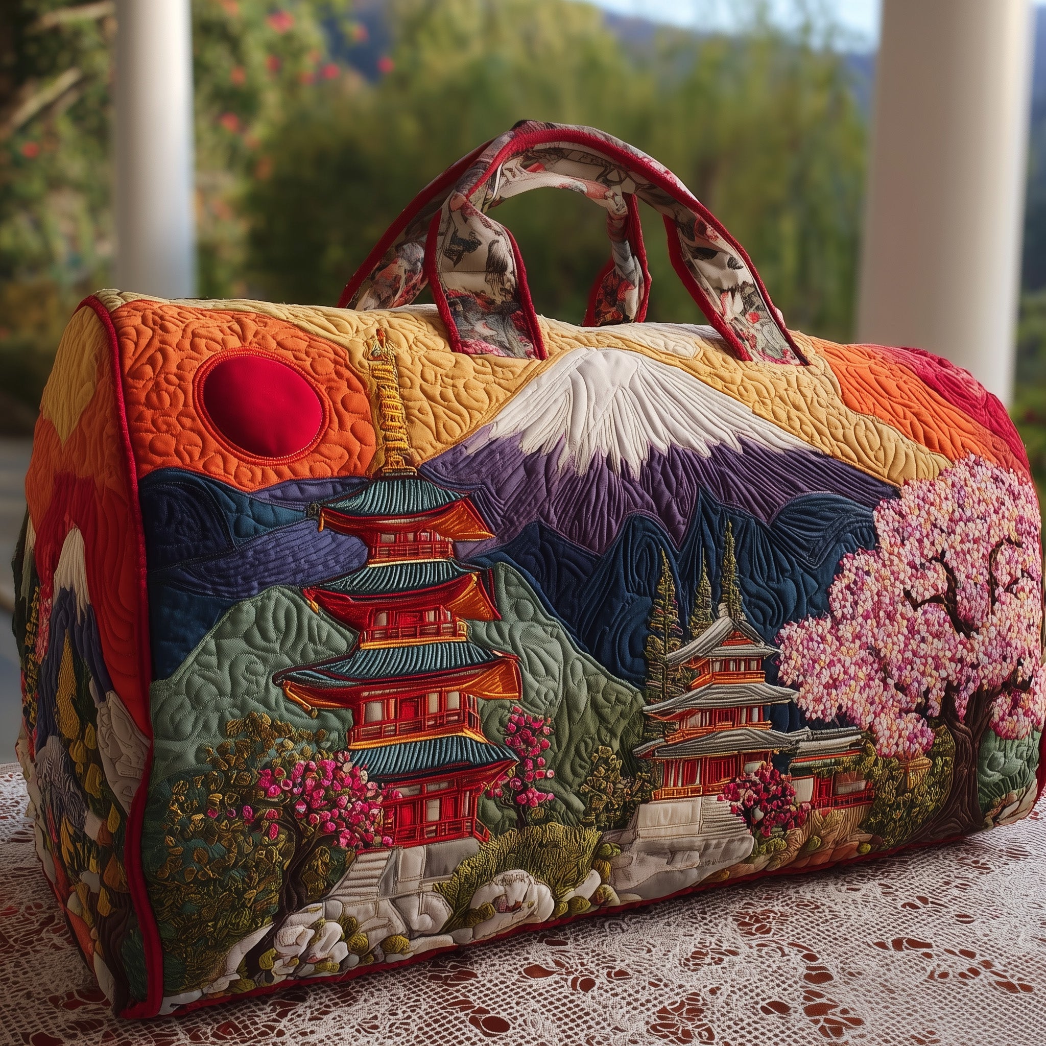 Japanese Vibe Quilted Duffle Bag Gift For Friends