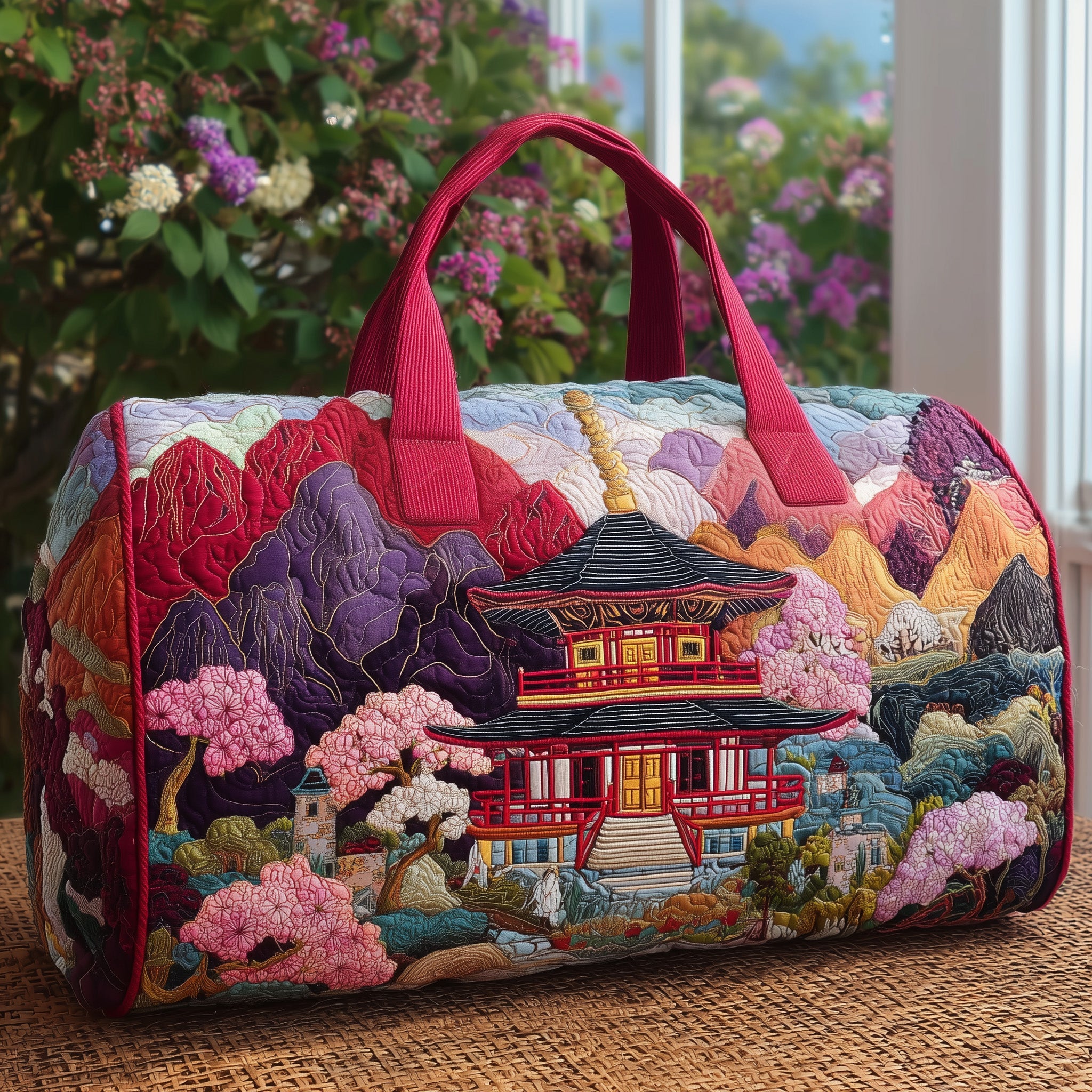 Japanese Vibe Quilted Duffle Bag Gift For Her