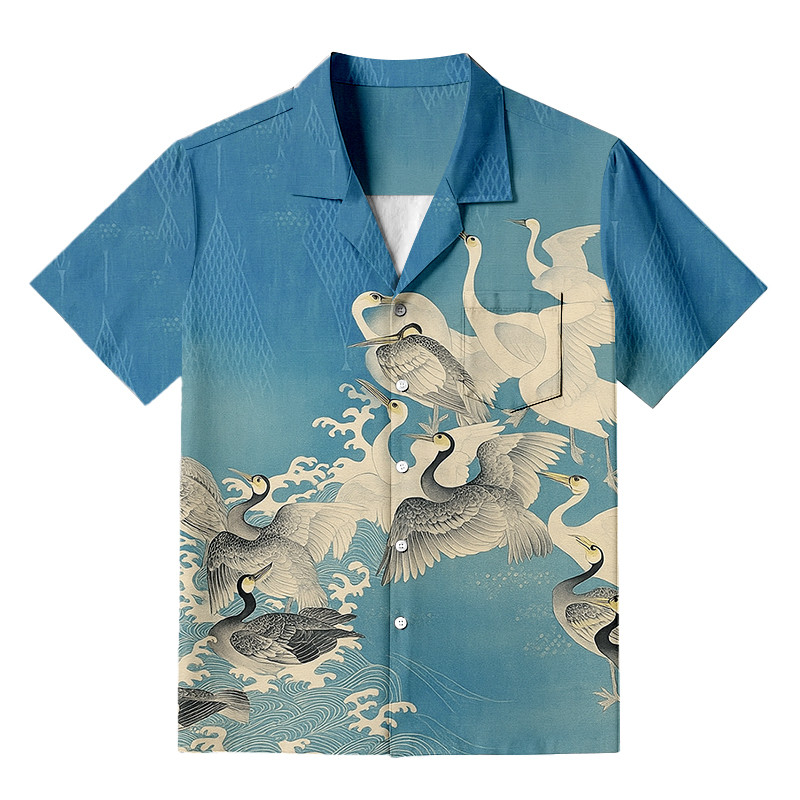 Japanese Vintage Kimono Aloha Hawaiian Shirt Animal Themed Japanese Art Clothing Gift Ideas
