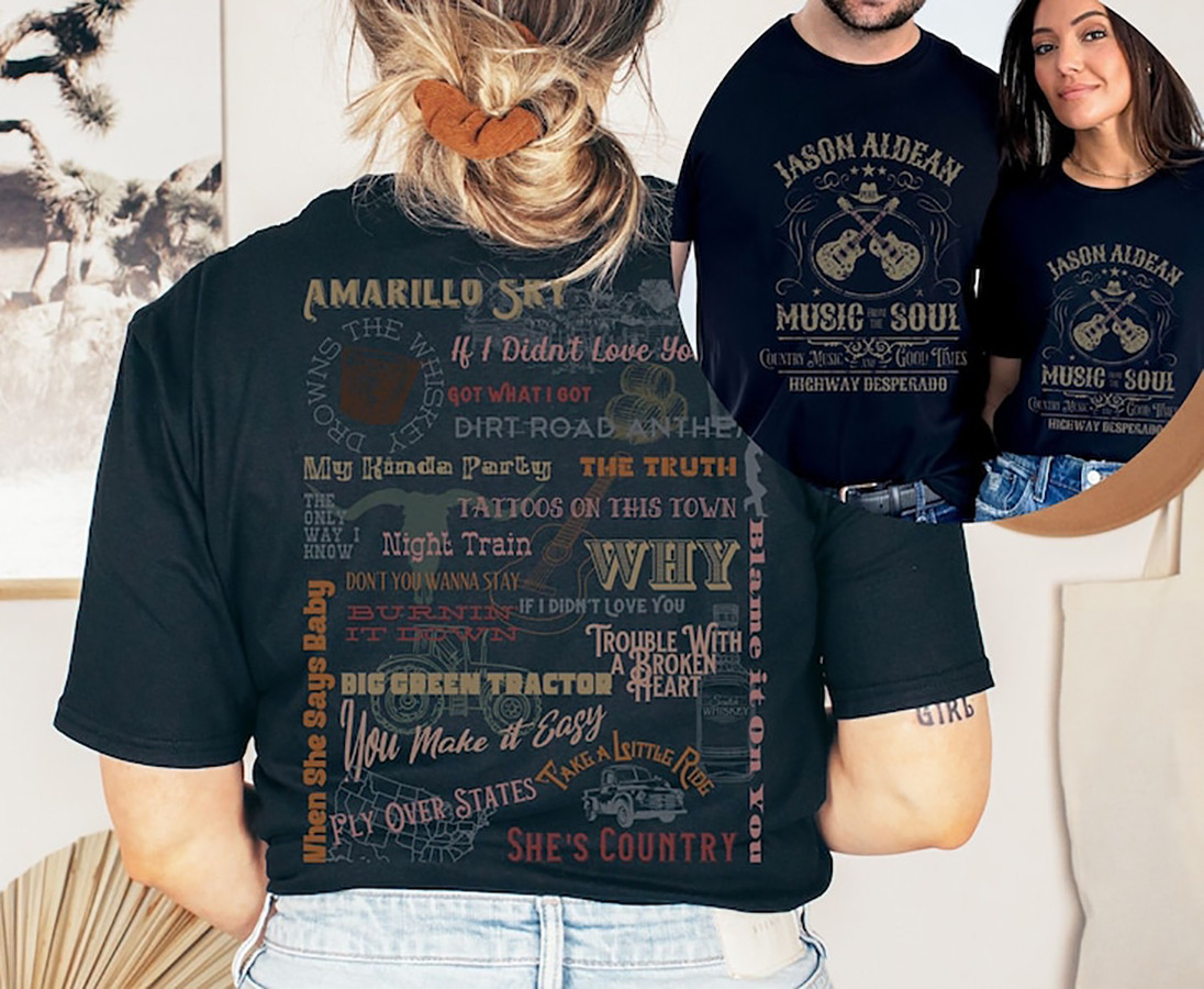 Jason Aldean Vintage Concert T-Shirt Tracklist Merch Best Gift For Country Music Fans