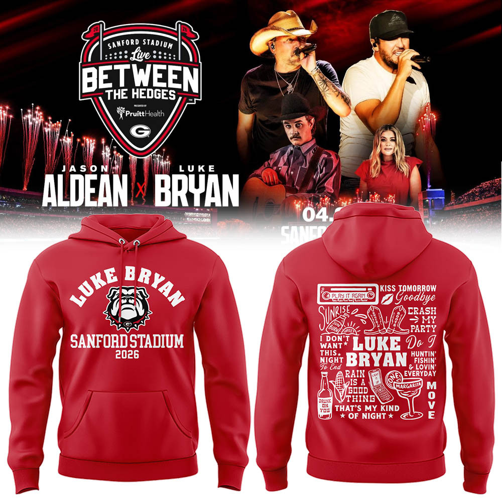 Jason Aldean x Luke Bryan Between The Hedges Hoodie Sanford Stadium Merch Luke Bryan Fans Gift