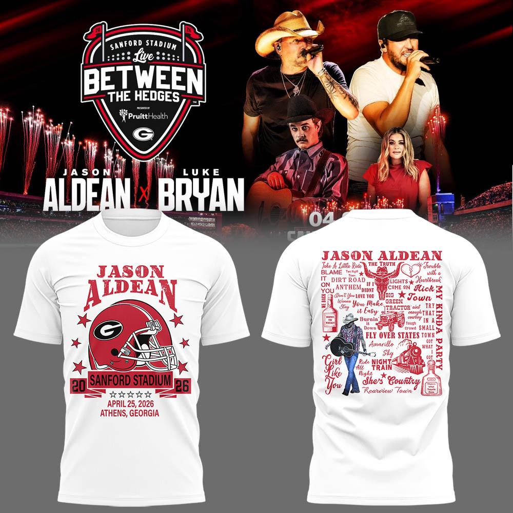 Jason Aldean x Luke Bryan Between The Hedges T-Shirt Georgia Bulldogs Merch Football Lover Gift