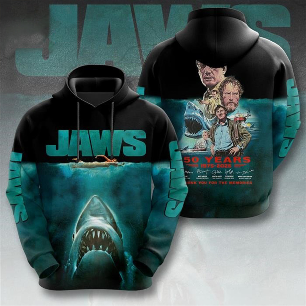 Jaw Shark Thank You For The Memories 50 Years Hoodie Great Gifts For Movie Fans
