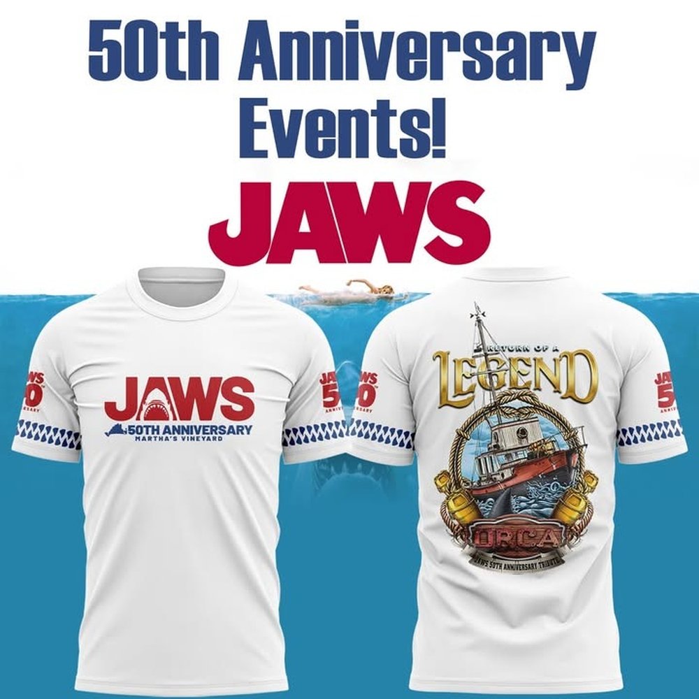 JAWS 50th Anniversary Martha's Vineyard 2025 T-Shirt JAWS Merch Best Gift For Fans