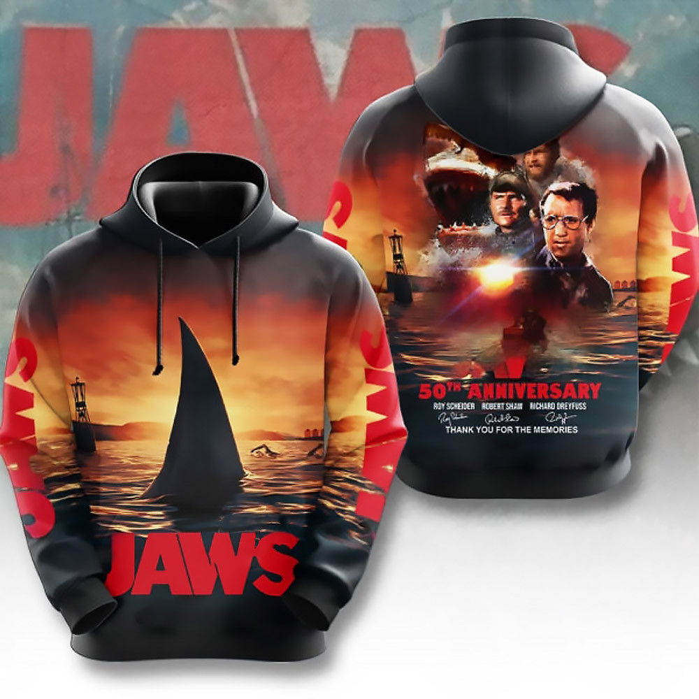 Jaws 50th Anniversary Signature Thank You For The Memories Hoodie Dad Gifts