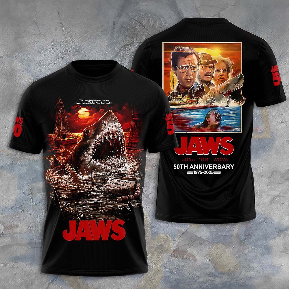 Jaws 50th Anniversary T-shirt Meaningful Gifts For Boyfriend