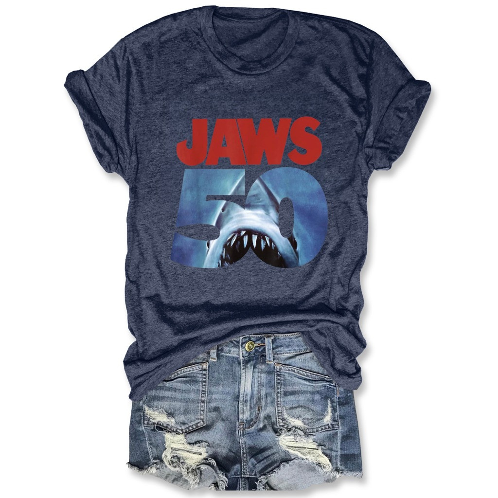 Jaws 50th Anniversary Women's T-Shirt Themed Movie Best Gifts For Jaws Fans For Her