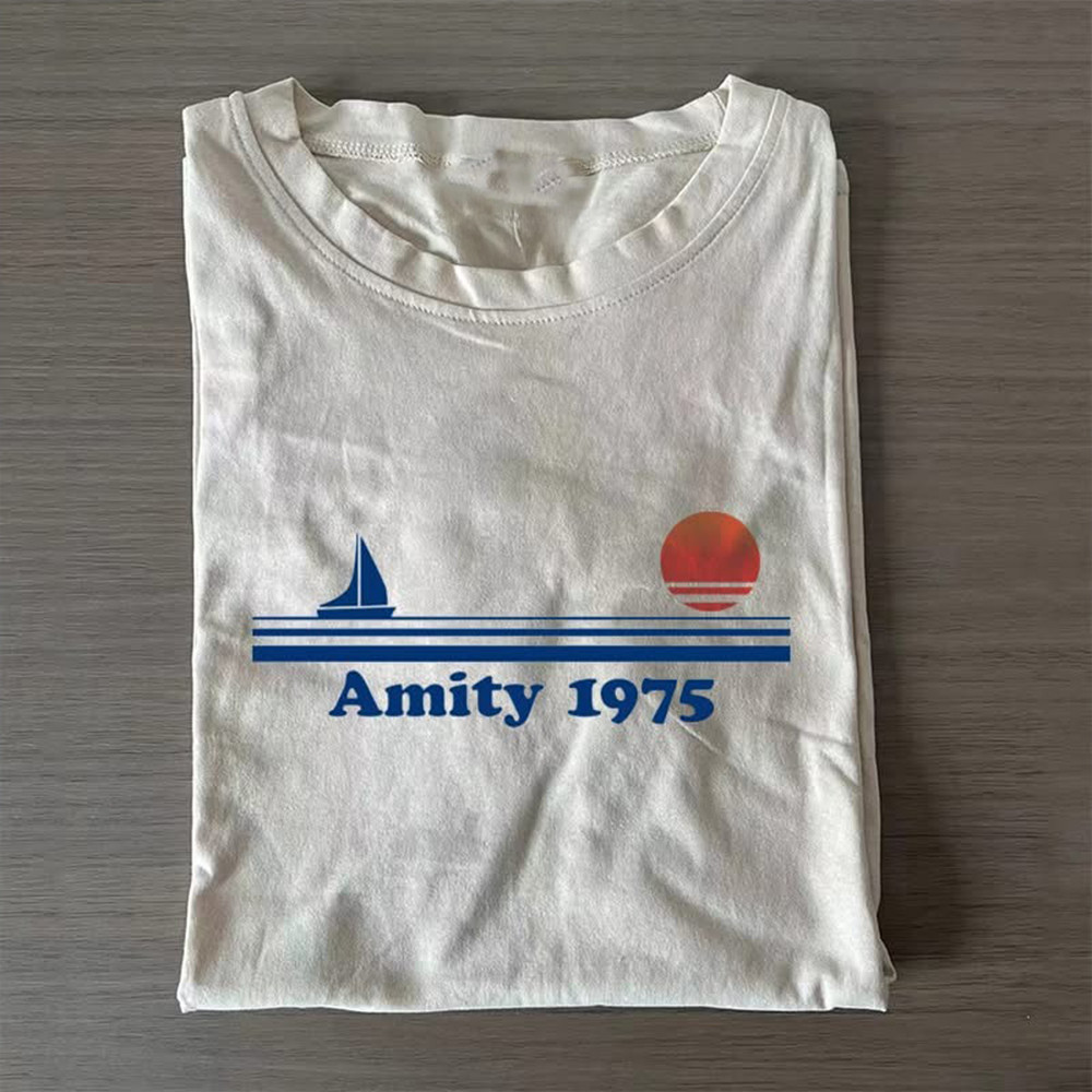 Jaws Amity 1975 T-Shirt Clothing Merch Movie Themed Gifts For Jaws Lovers Fans Men Women