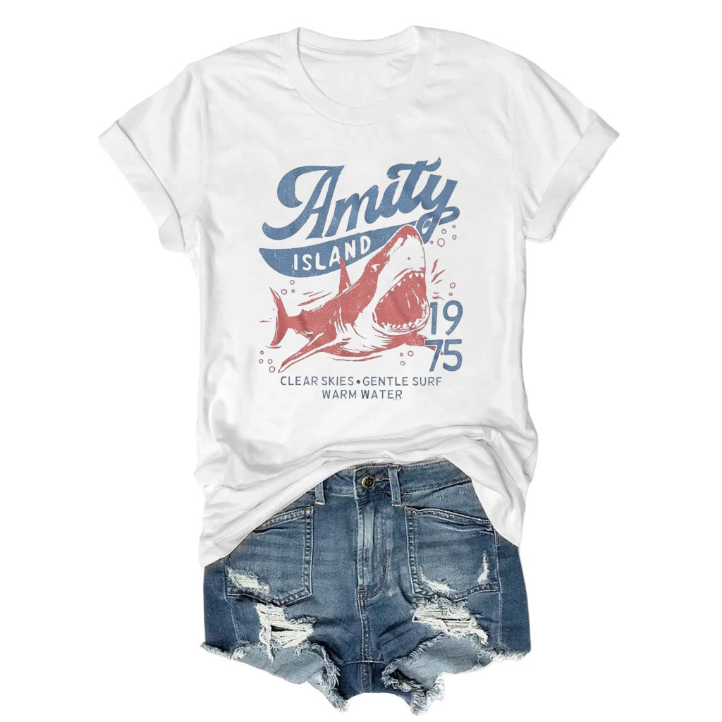 Jaws Amity Island 1975 Clear Skies Gentle Surf Warm Water T-Shirt Gifts For Jaws Fans