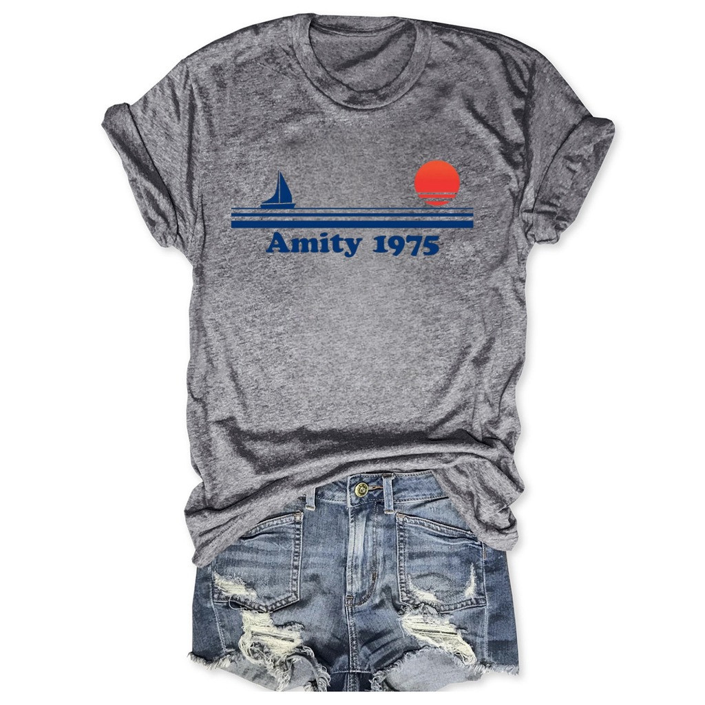 Jaws Amity Island 1975 T-Shirt Themed Movie Gifts For Jaws Fans Ideas For Her