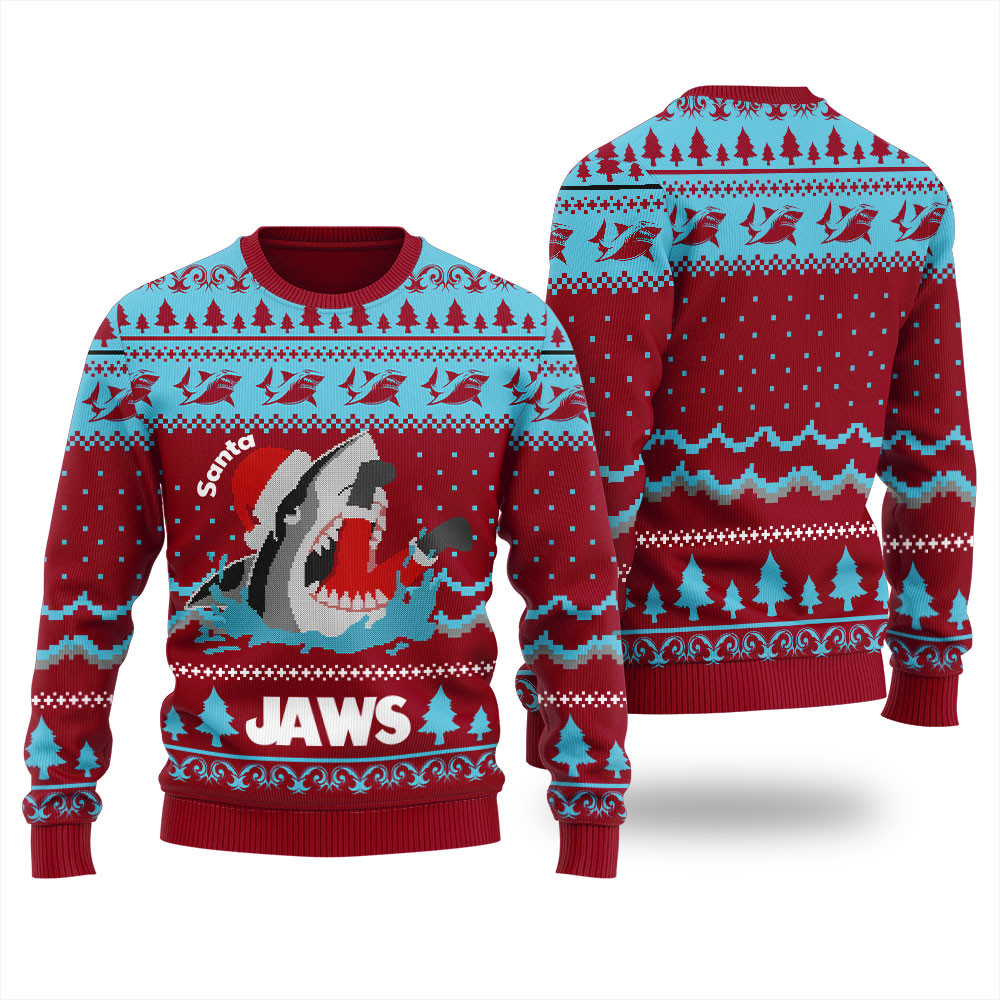 Jaws Film Woolen Mens Ugly Christmas Sweater Custom Christmas Sweatshirt for Family Matching