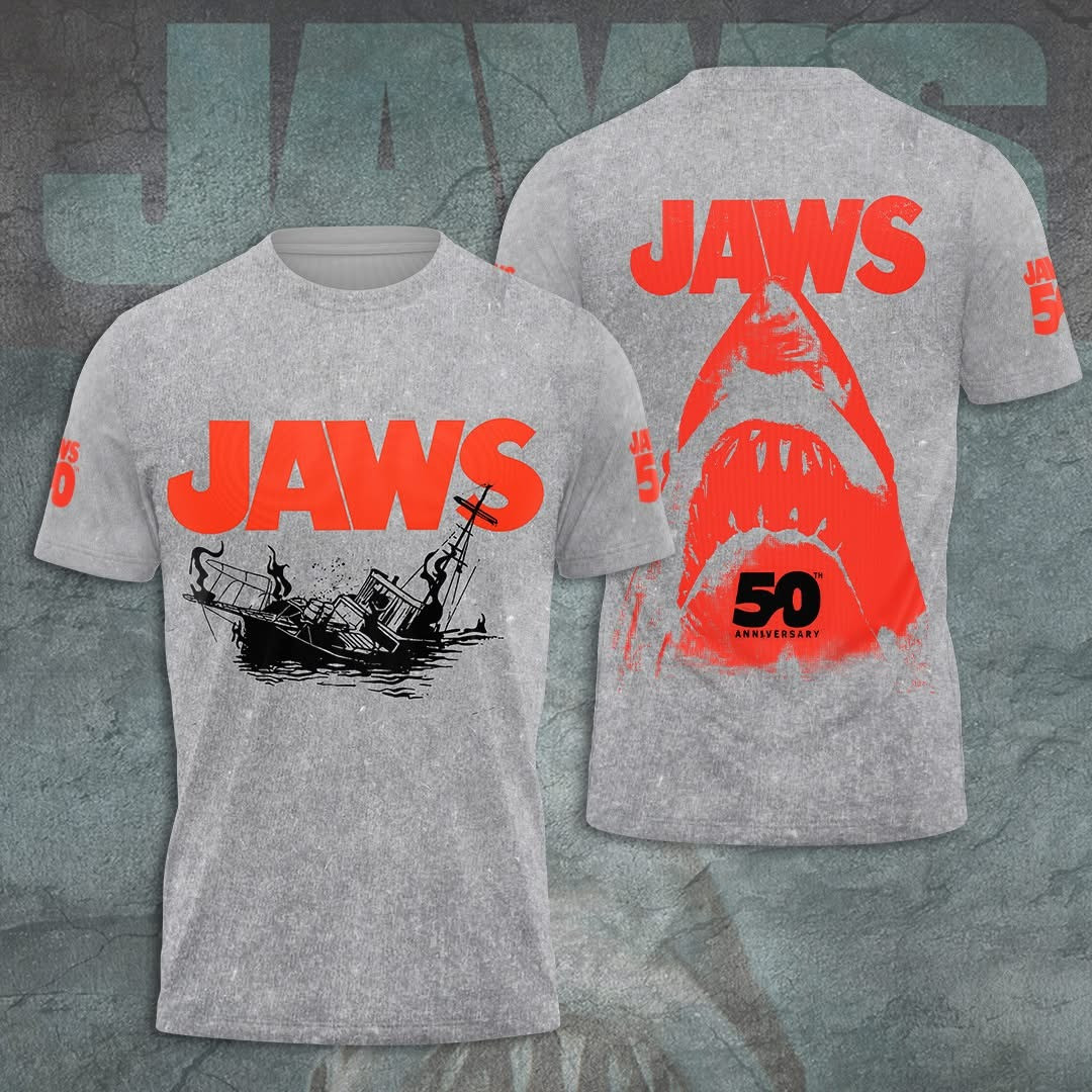 Jaws Killer Shark 50Th Anniversary 1975 2025 T-Shirt Movie Jaws Fan Merch Awesome Gifts