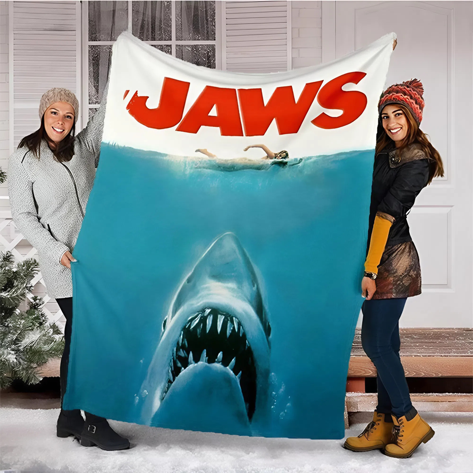 Jaws Movie Franchise Fleece Blanket Classic Poster Film Gift For Collectors