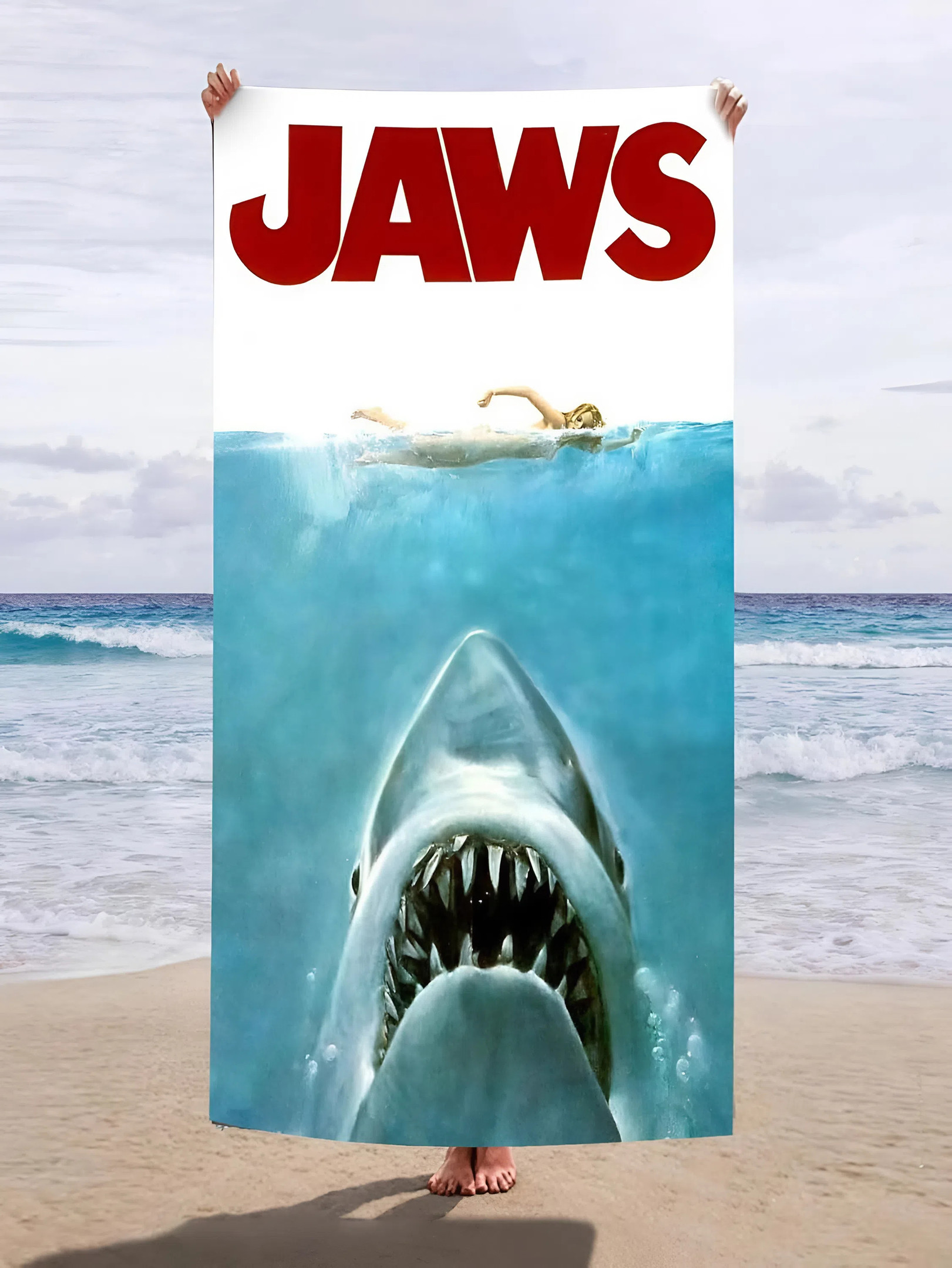 Jaws Movie Poster Beach Towel Classic Shark Film Gift For Horror Fans