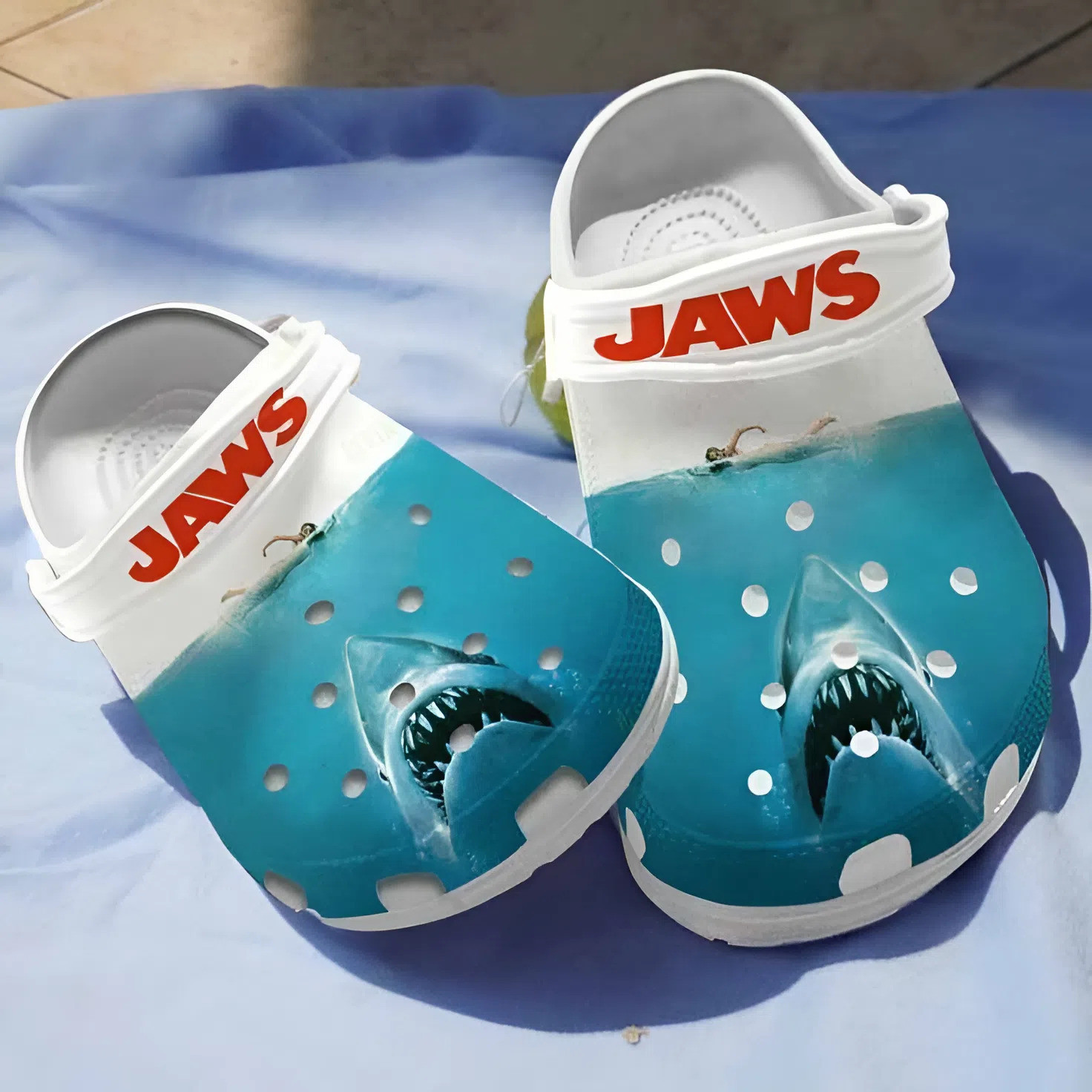 Jaws Movie Poster Crocs Shoes Classic Shark Film Gift For Fans