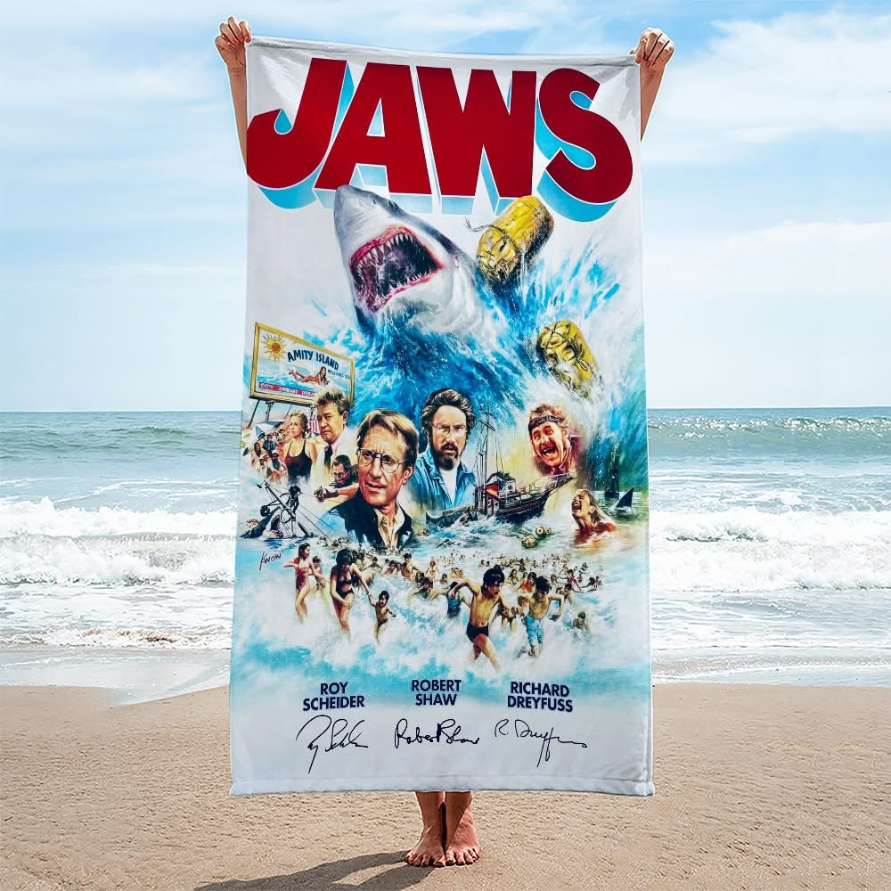 Jaws Rectangle Beach Towel Themed Movie Jaws Merchandise Gifts For Jaws Lovers Fans