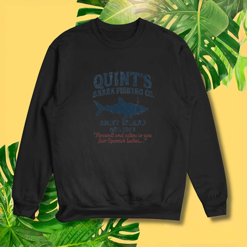 Jaws Theme Quint's Shark Fishing Retro Cult Sweatshirt Jaws Merch Movie Lovers Gifts Jaws Theme Quint's Shark Fishing Retro Cult Sweatshirt Jaws Merch Movie Lovers Gifts