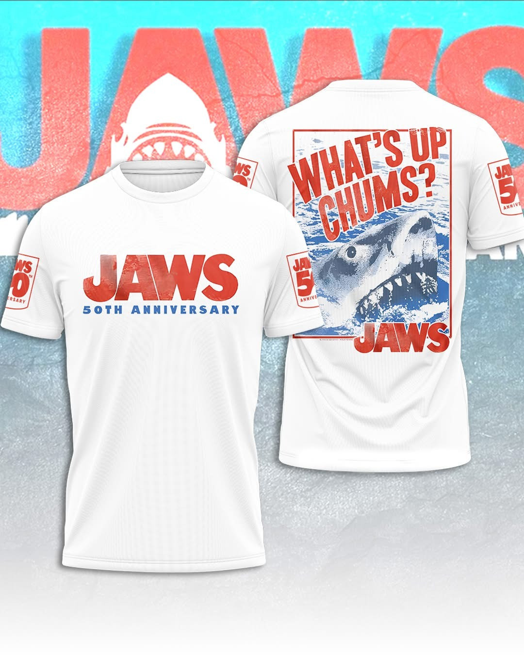 Jaws What's Up Chums 50Th Anniversary 1975 2025 T-Shirt Movie Jaws Fan Merch Clothing