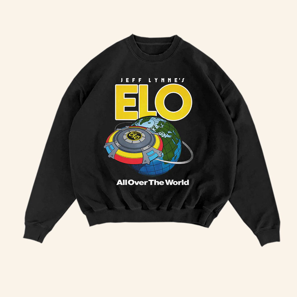 Jeff Lynne's ELO Merch All Over The World Crewneck Sweatshirt Gifts For Rock Fans