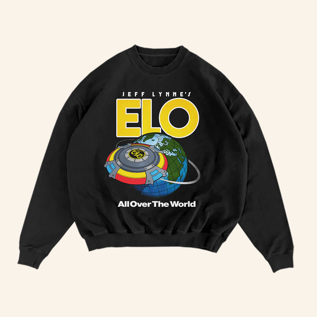 Jeff Lynne's Elo Merch All Over The World Crewneck Sweatshirt Xmas Presents For Him