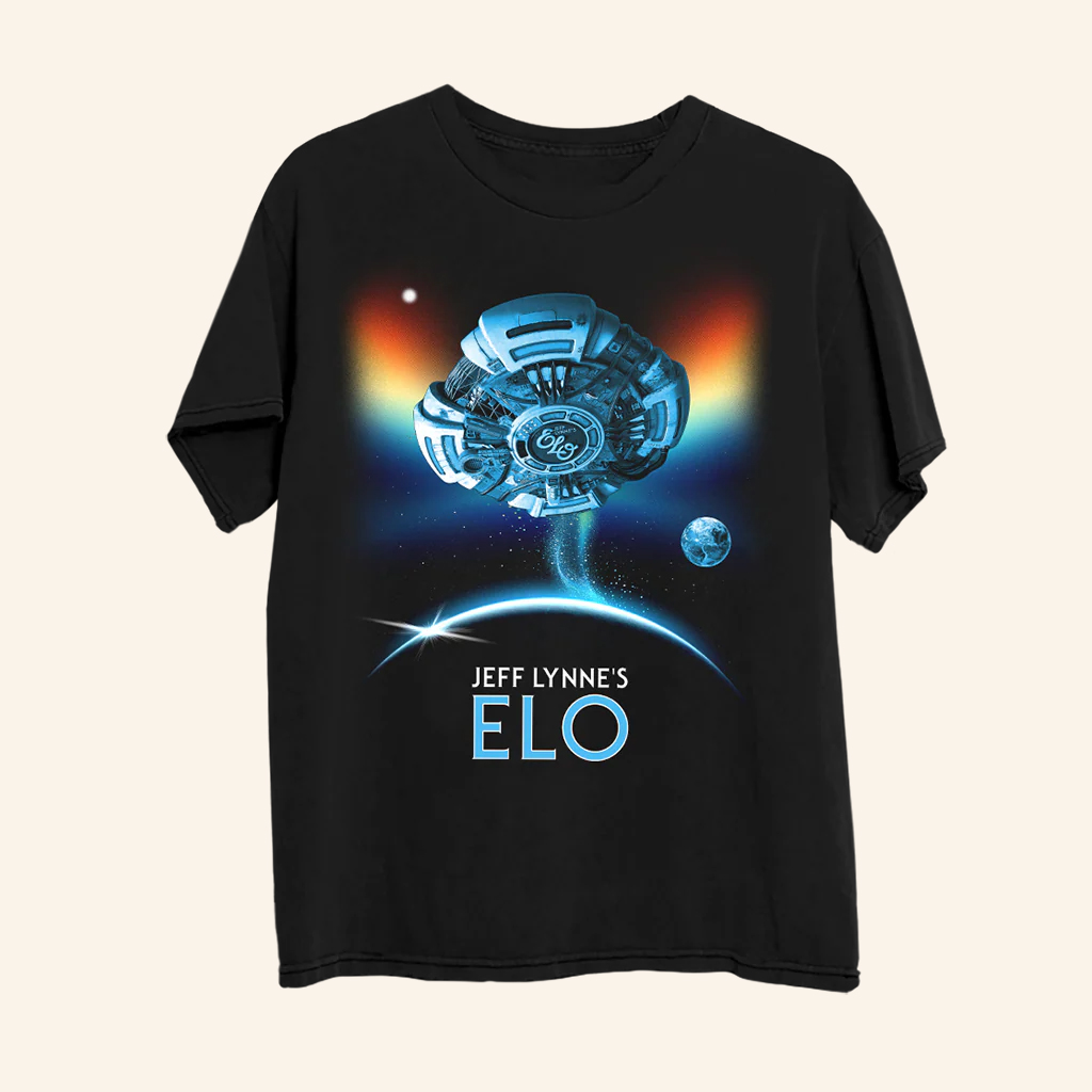 Jeff Lynne's ELO Merch Flying Astral Spaceship T-Shirt Gifts For Rock Fans