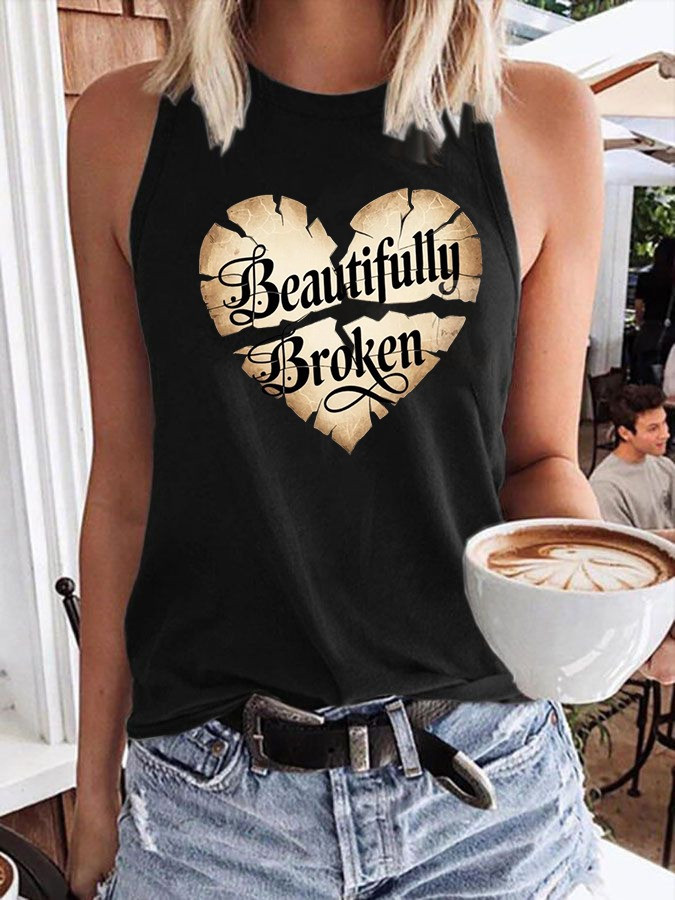Jelly Roll Beautifully Broken Heart Women's Tank Top Jelly Roll Tour Merch Gifts For Fans