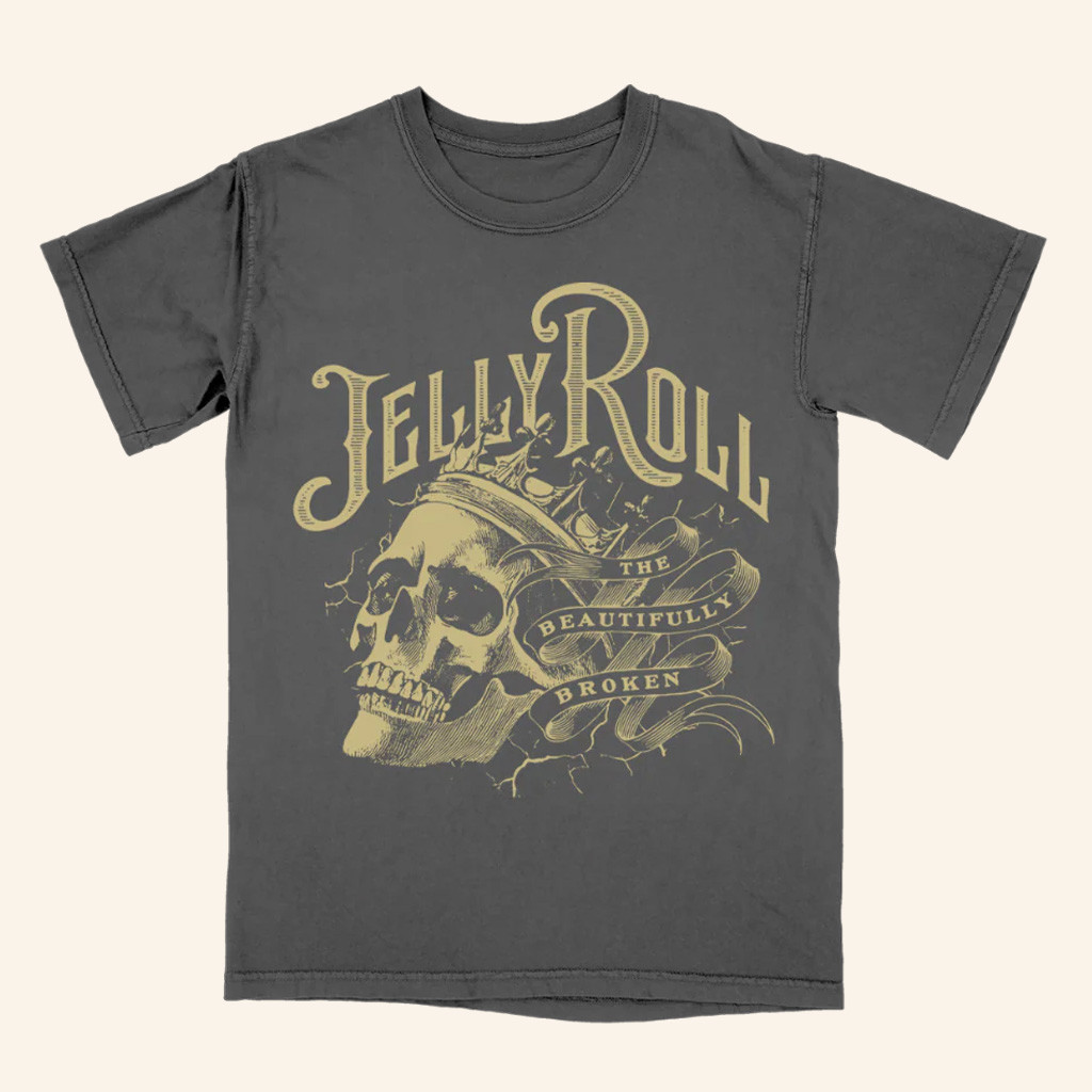 Jelly Roll Merch Beautifully Broken Skull King T-Shirt Gifts For Hip Hop Lovers
