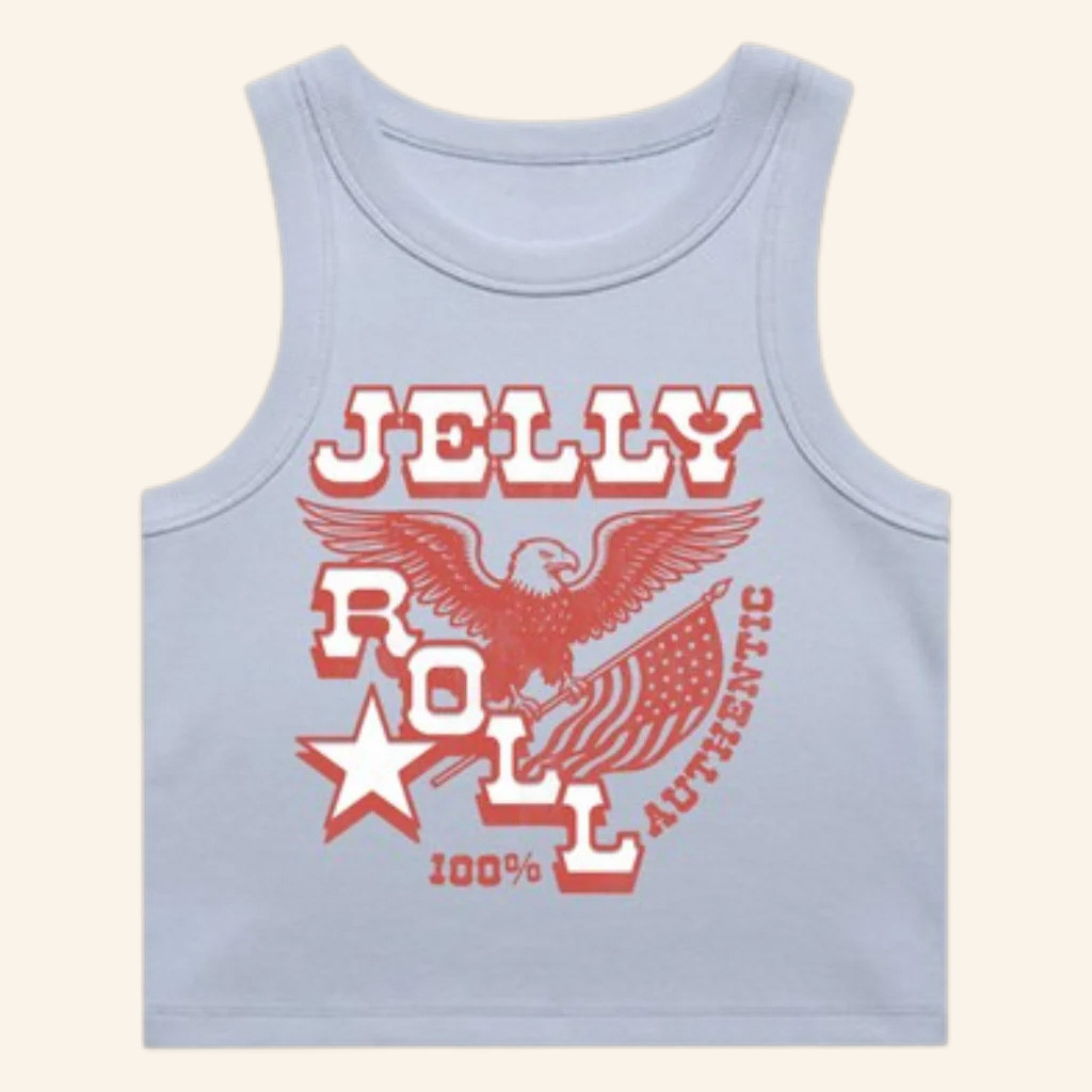 Jelly Roll Merch Eagle Crop Tank Top Gifts For Rap Music Lovers