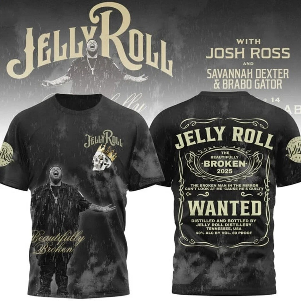 Jelly Roll The Beautifully Broken 2025 Tour T-Shirt Jelly Roll Merch