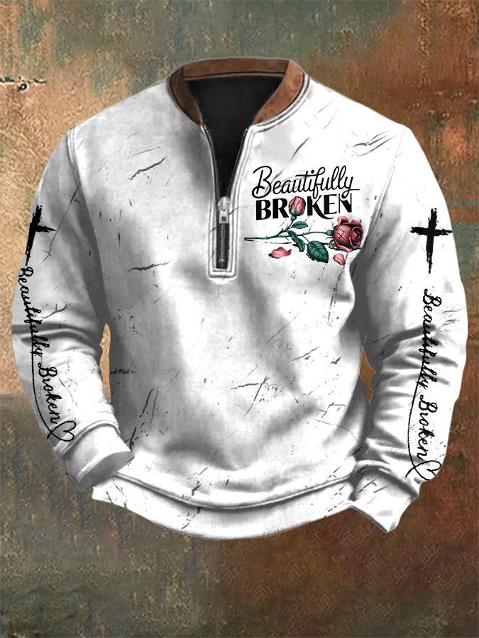 Jelly Roll's Beautifully Broken Rose Zip Sweatshirt Country Music Lover Jelly Roll Fans Father's Day Gift for Dad