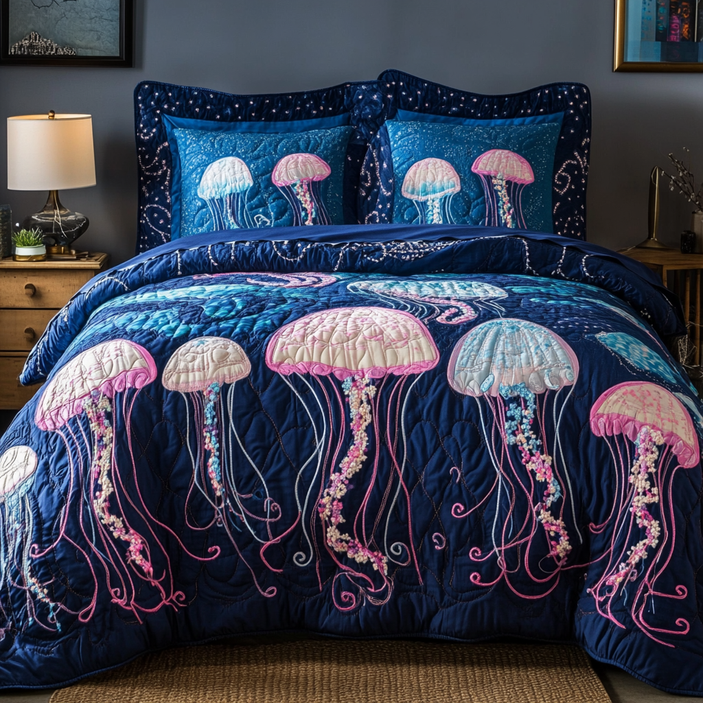 Jellyfish Dream Quilted Bedding Set Best Comforter Sets Jellyfish Inspired Gifts