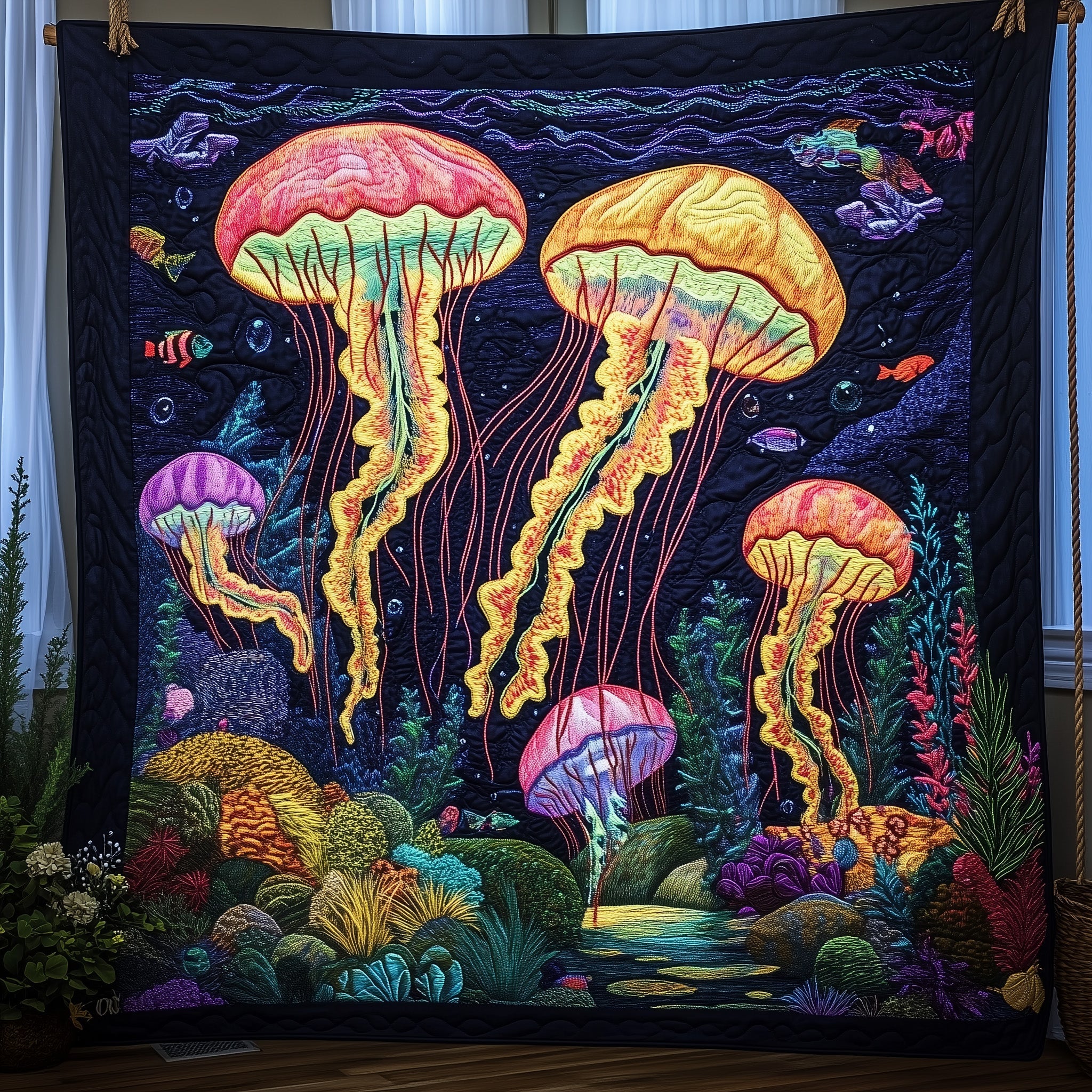 Jellyfish Quilted Blanket Cute Soft BlanketUnique Jellyfish Gifts