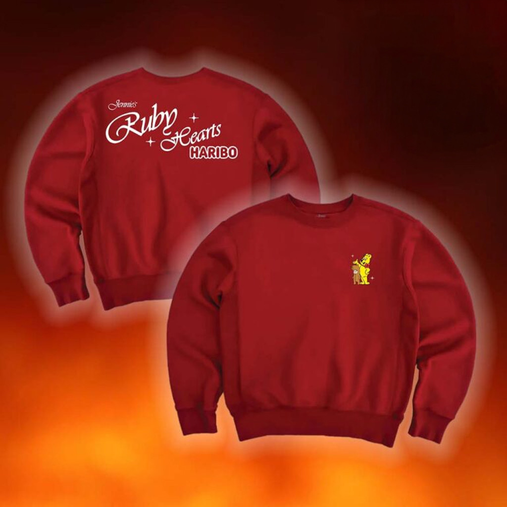 Jennie x Haribo Merch Ruby Hearts Red Sweatshirt Present For Husband Jennie x Haribo Merch Ruby Hearts Red Sweatshirt Present For Husband