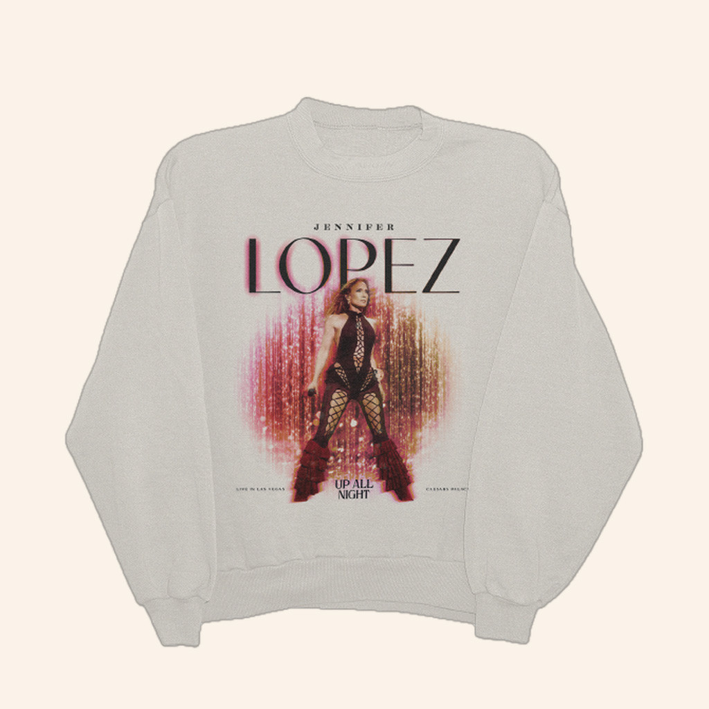 Jennifer Lopez Merch Up All Night Glitzy Sweatshirt Cool Gifts For Music Lovers